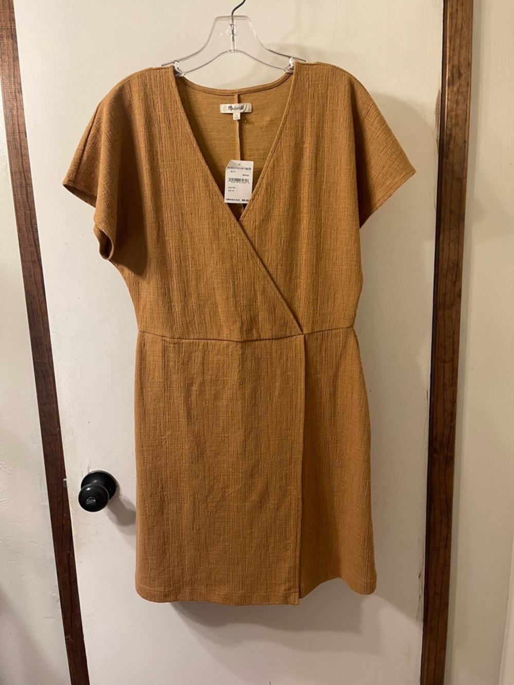 Madewell Wrap-Front Mini Dress in Mustard Brown Sz. M #64